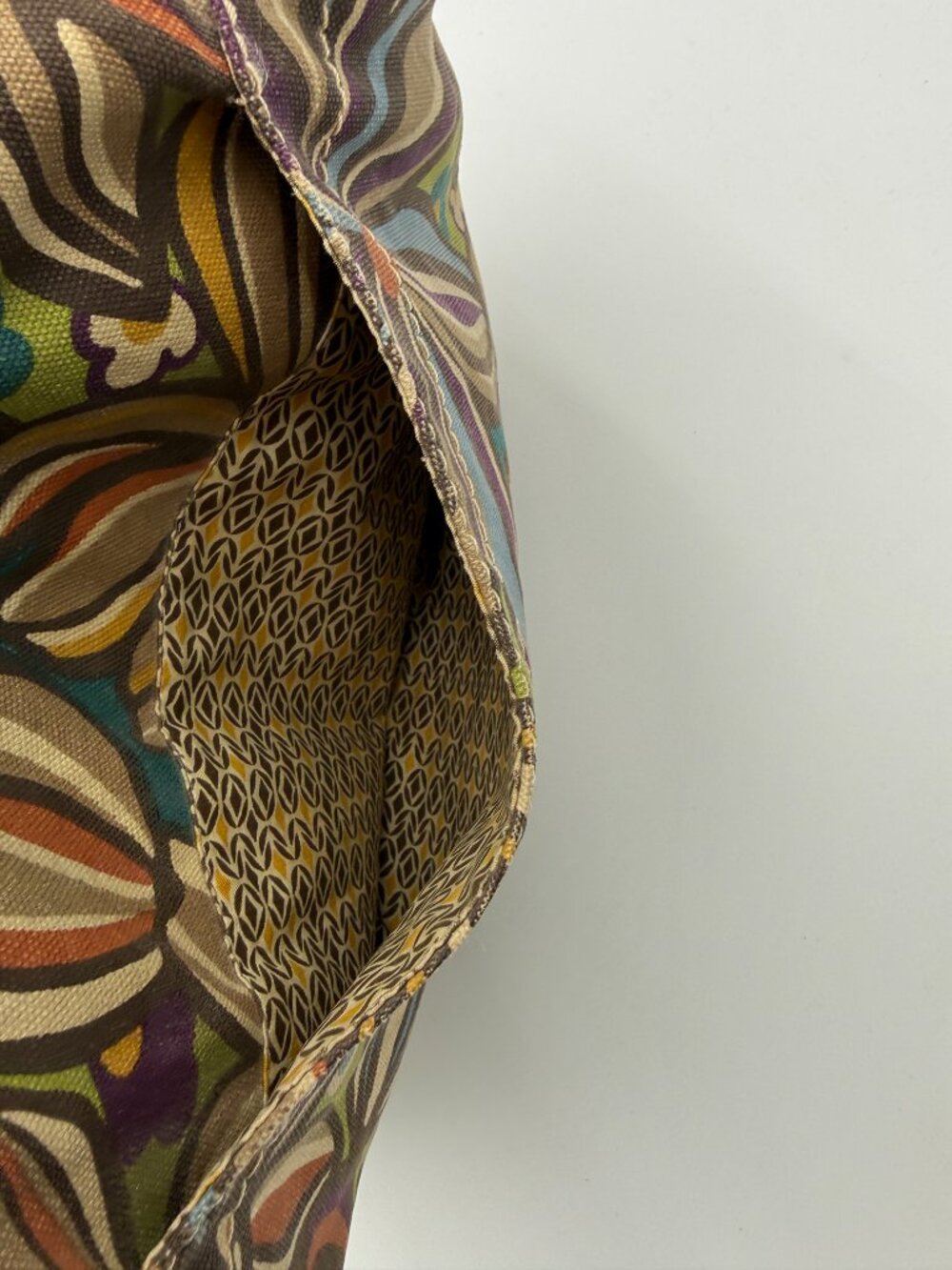 Nice Vintage Fossil Multi Color Floral Pattern Handbag - Picture 3 of 10